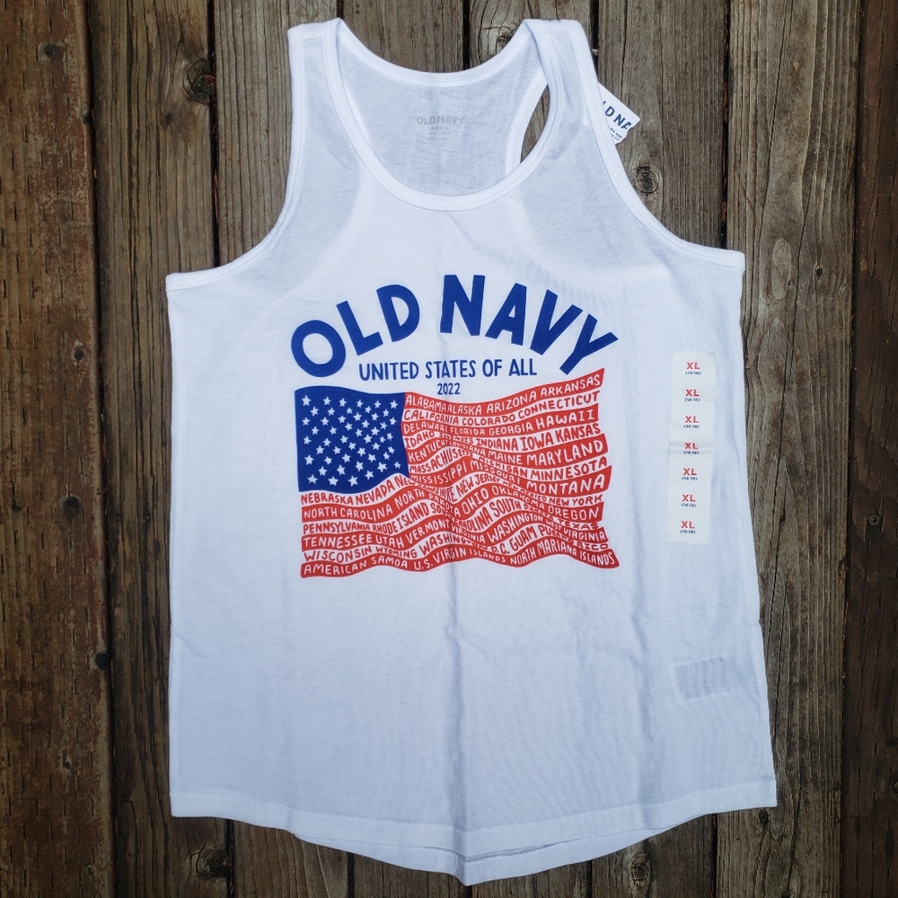 NEW 2022 Old Navy 4th Of July Flag/State Tank Top -  Size XL (14-16)